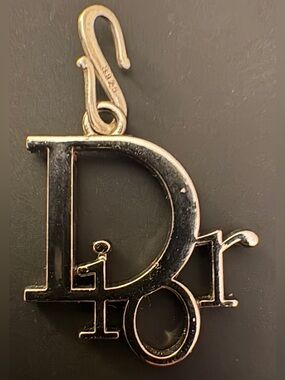 Christian Dior Vintage DIOR Logo Charm Silver Tone Letter Pendant